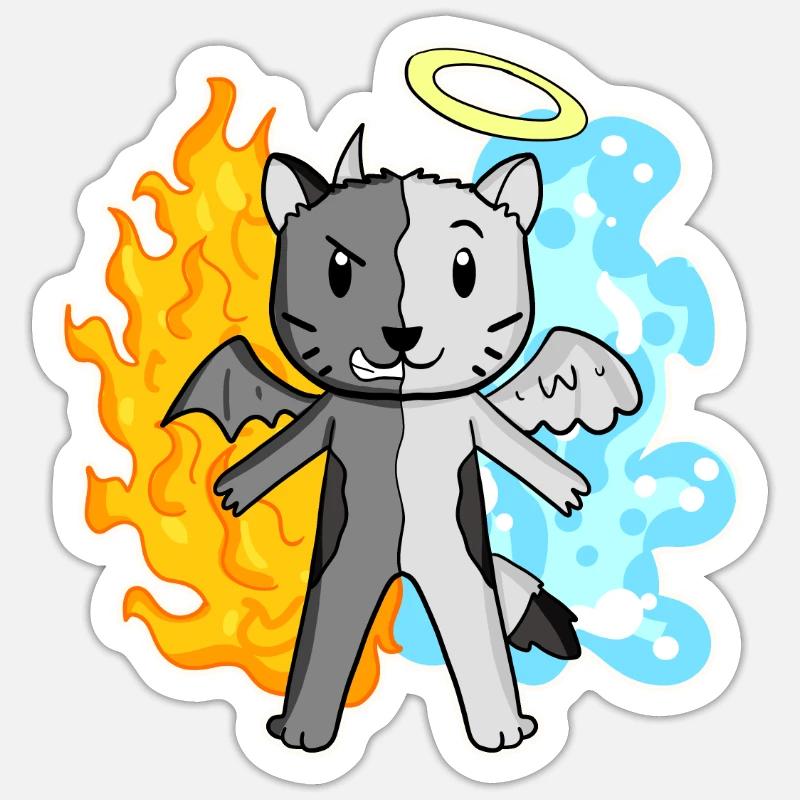 Chat Cat Breed Devon Rex - Ange et Diable Sticker taille S (10 x 10 cm)
