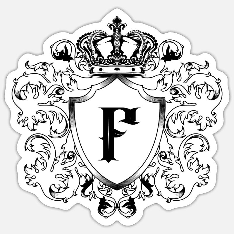 F Buchstabe Wappen - Sticker Größe S (10 x 10 cm) - Mattweiß