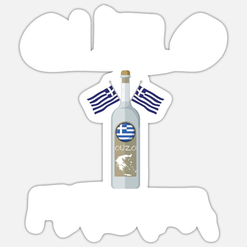 Ouzo - Sticker taille S (10 x 10 cm) - blanc mat