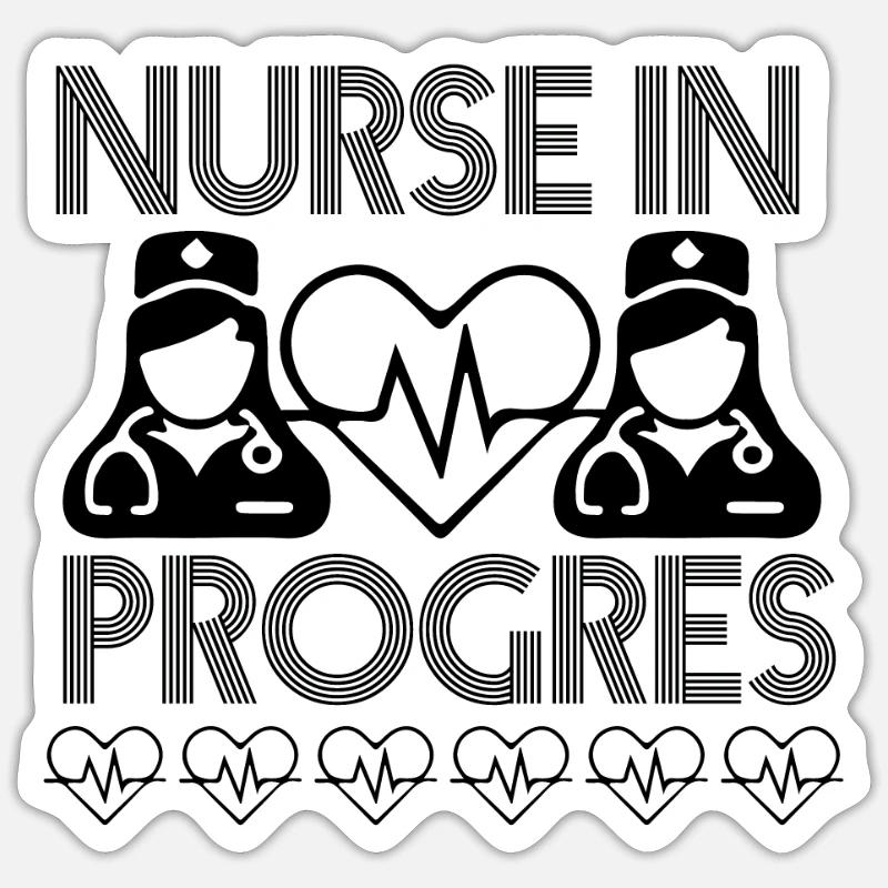 Krankenschwester in Progress - Sticker Größe S (10 x 10 cm) - Mattweiß