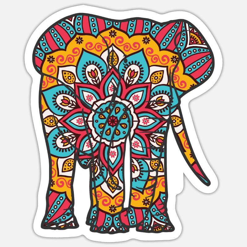 Mandala Elephant Geometre Pattern - Sticker size S (10 x 10 cm) - white matte