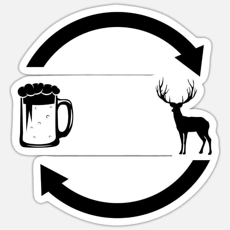 Bierlastenpfeile und Jagd 2 - - Sticker Größe S (10 x 10 cm) - Mattweiß