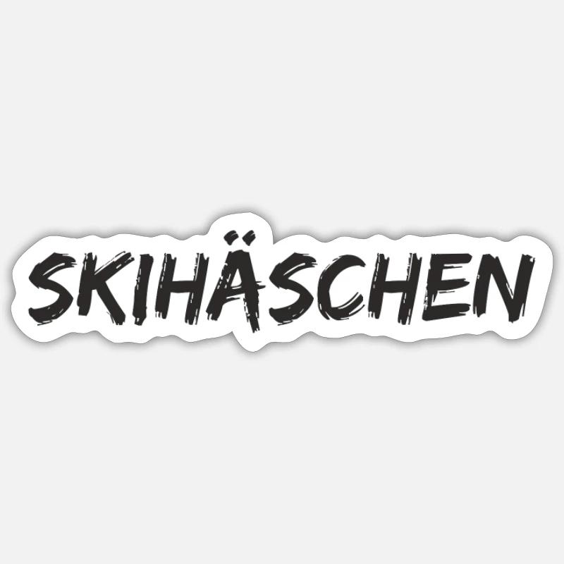 Snowboard - Skihäschen - Sticker Größe S (10 x 10 cm) - Mattweiß