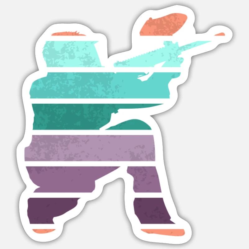 Retro Paintball - Sticker Größe S (10 x 10 cm) - Mattweiß