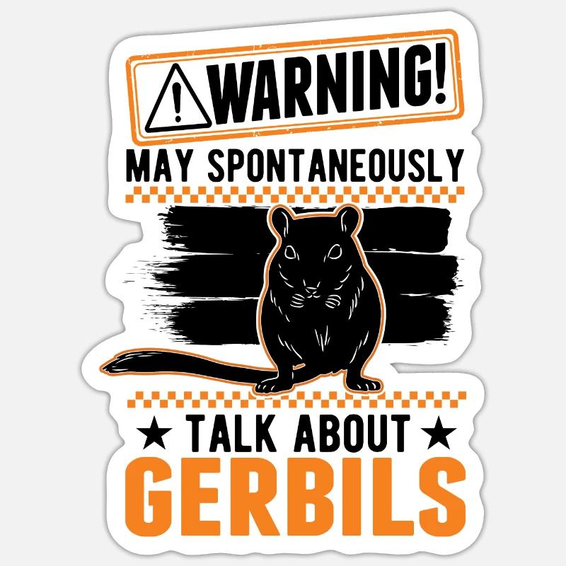 Warning Gerbil racing rat gerbil - Sticker size S (10 x 10 cm) - white matte
