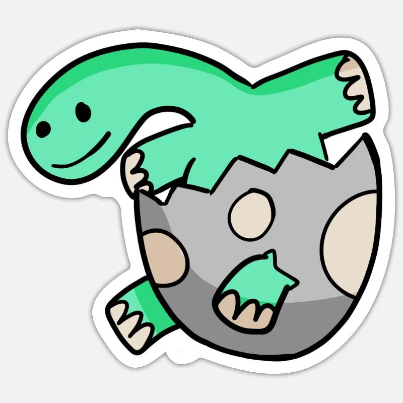 Motif Dino d’oeuf de dinosaure - Sticker taille S (10 x 10 cm) - blanc mat