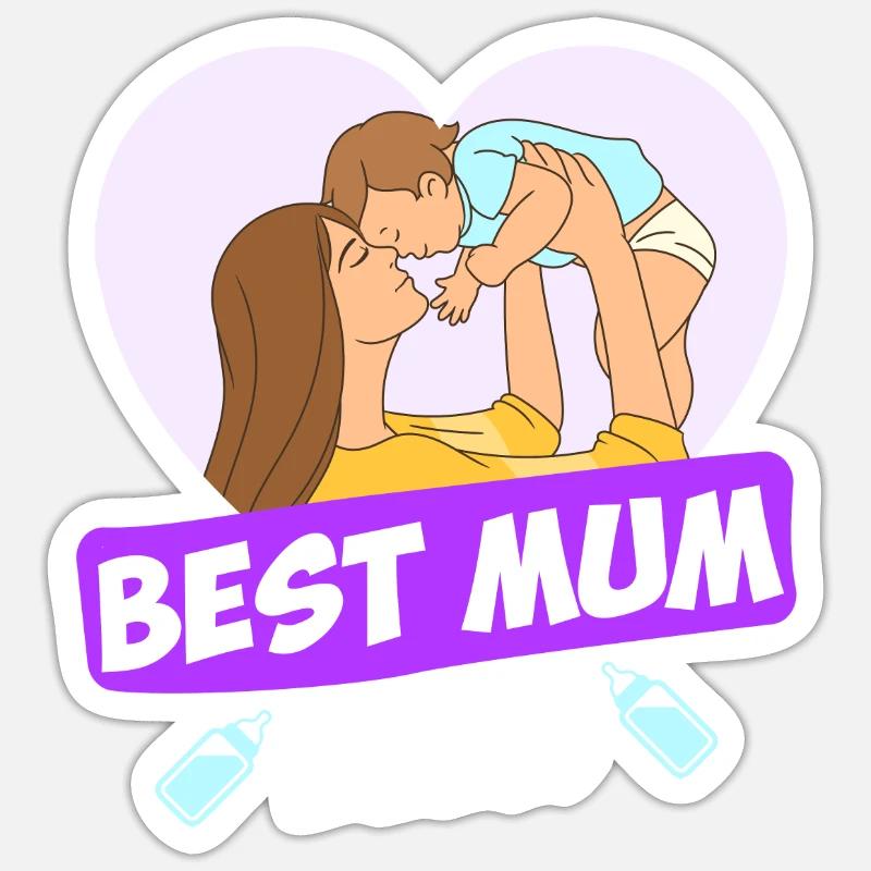 Best Mum Ever Beste Mama der Welt Mutter Kind Sticker Größe S (10 x 10 cm)