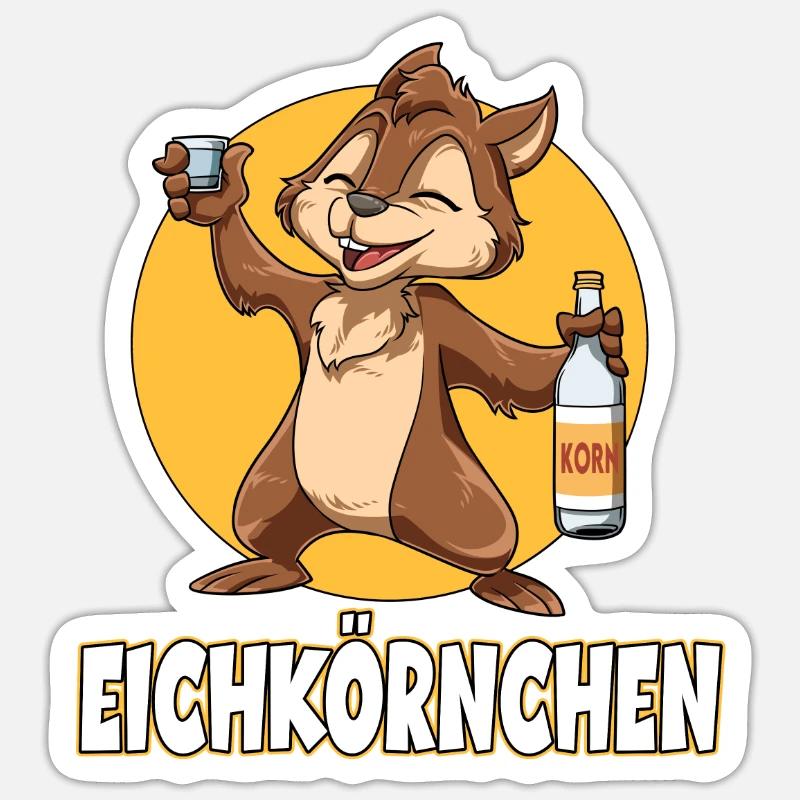 Eichkörnchen Eichhörnchen mit Korn Sticker Größe S (10 x 10 cm)