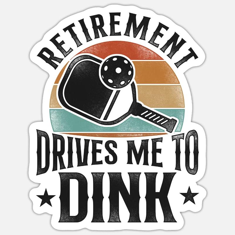 Pickleball Pun Retraité Rétro - Sticker taille S (10 x 10 cm) - blanc mat