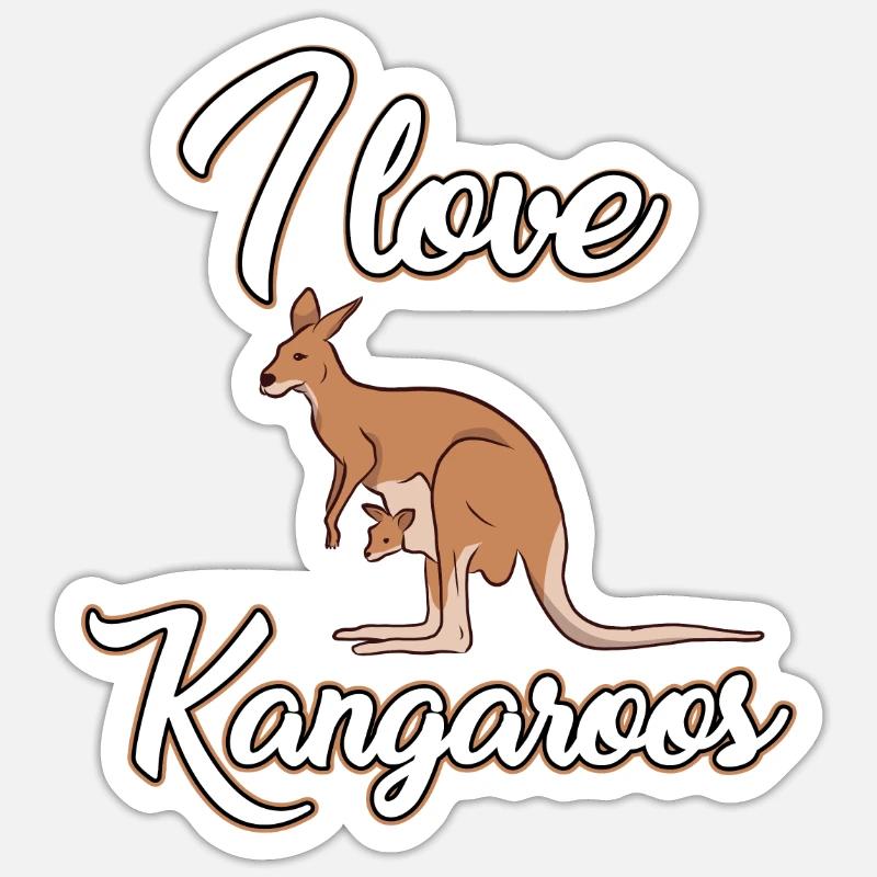 Ich Liebe Kängurus - Sticker Größe S (10 x 10 cm) - Mattweiß