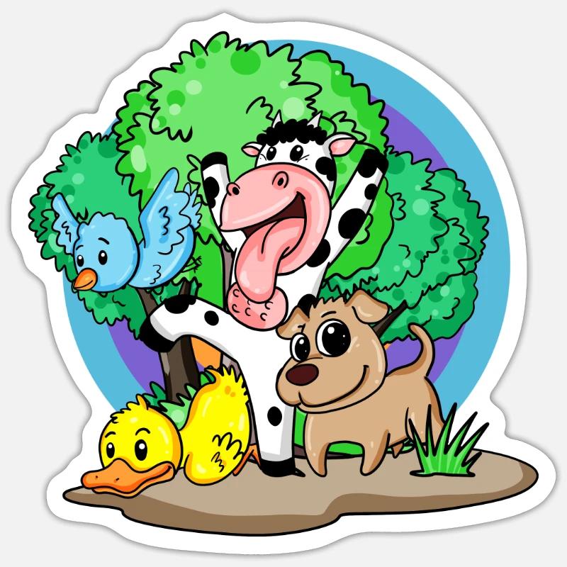 Animaux mignons - Sticker taille S (10 x 10 cm) - blanc mat