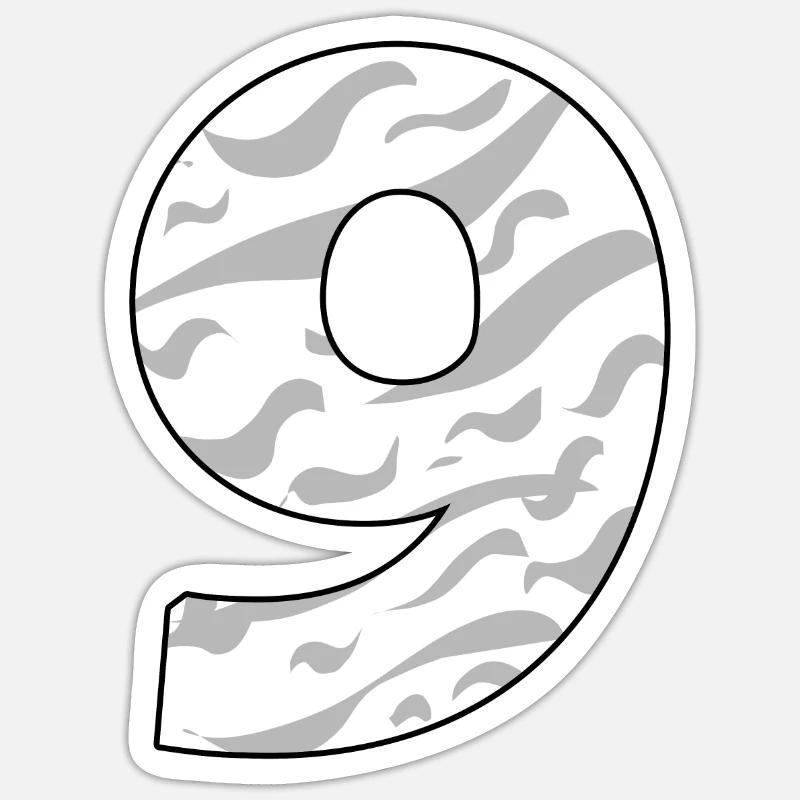 NINE - 9 - Sticker size S (10 x 10 cm) - white matte
