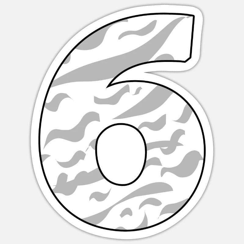 Sechs - 6 - Sticker Größe S (10 x 10 cm) - Mattweiß