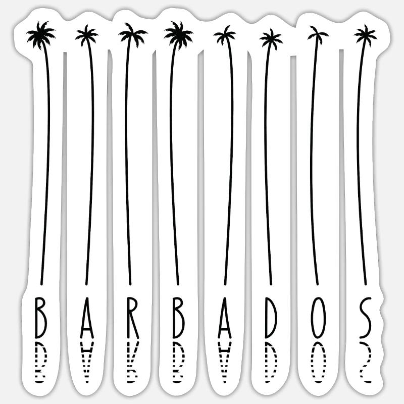 Palm - Île des Caraïbes Barbade - Sticker taille S (10 x 10 cm) - blanc mat