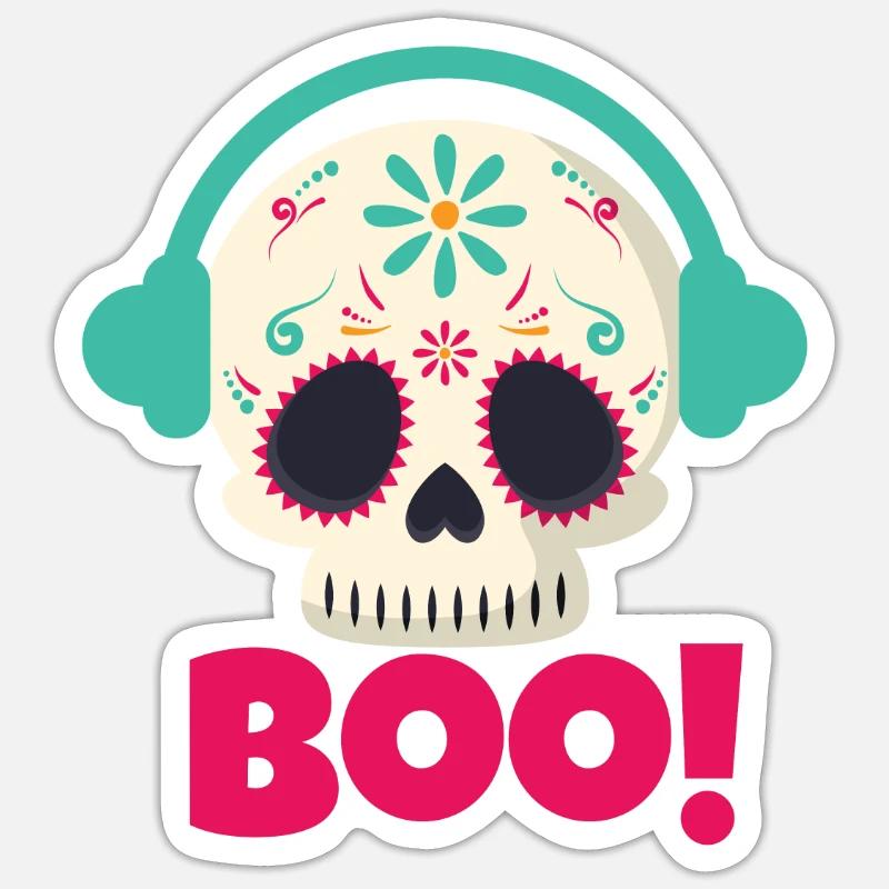 Crâne de Boo - Sticker taille S (10 x 10 cm) - blanc mat