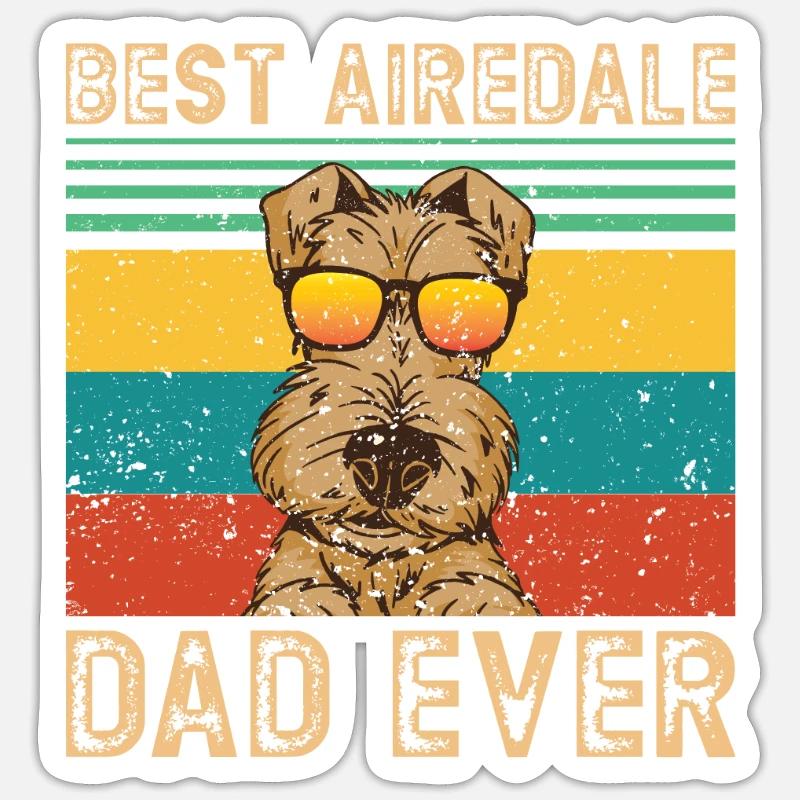 Airedale Terrier Chien - Sticker taille S (10 x 10 cm) - blanc mat