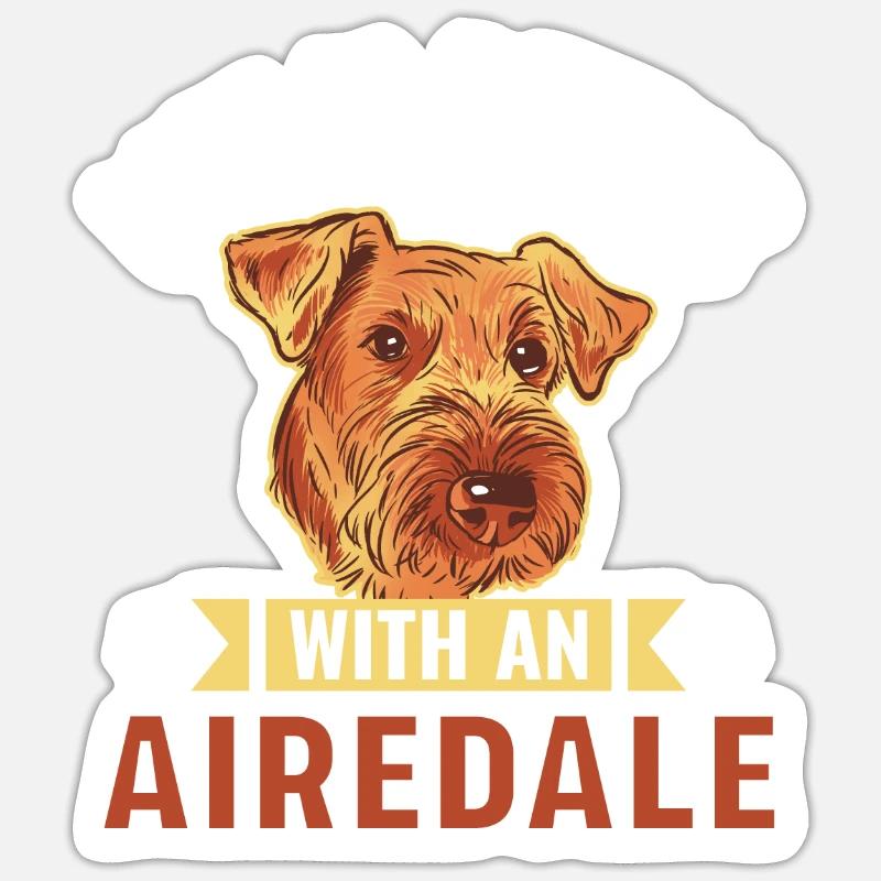Airedale Terrier Chien - Sticker taille S (10 x 10 cm) - blanc mat