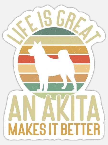Amerikanischer Akita Inu - Sticker Größe S (10 x 10 cm) - Mattweiß