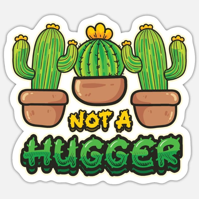 No hugging cactus - Sticker size S (10 x 10 cm) - white matte