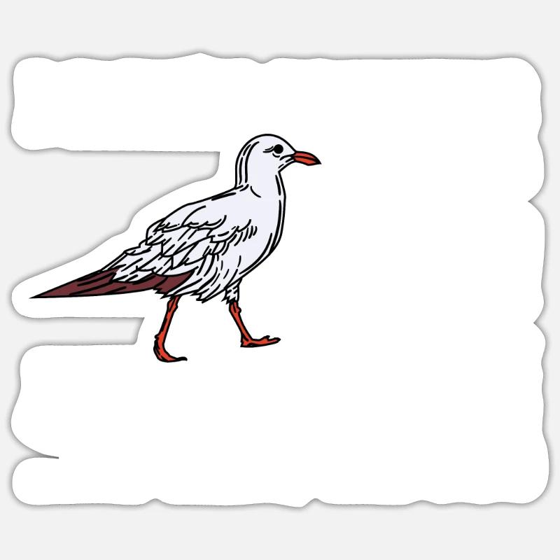 Drôle de mouette - Sticker taille S (10 x 10 cm) - blanc mat
