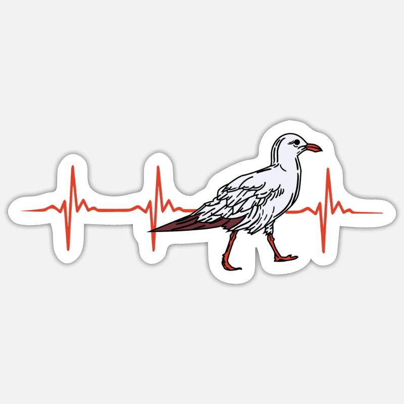 Möwe Herzschlag Geschenk - Sticker Größe S (10 x 10 cm) - Mattweiß