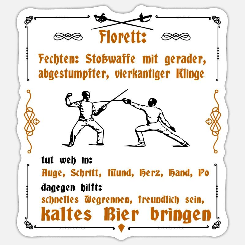 Fechten - Florett Duell Sportfechten Geschenk - Sticker Größe S (10 x 10 cm) - Mattweiß