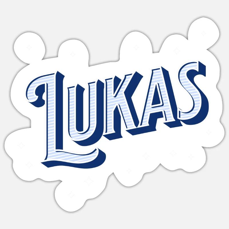 Lukas' name personalized - Sticker size S (10 x 10 cm) - white matte