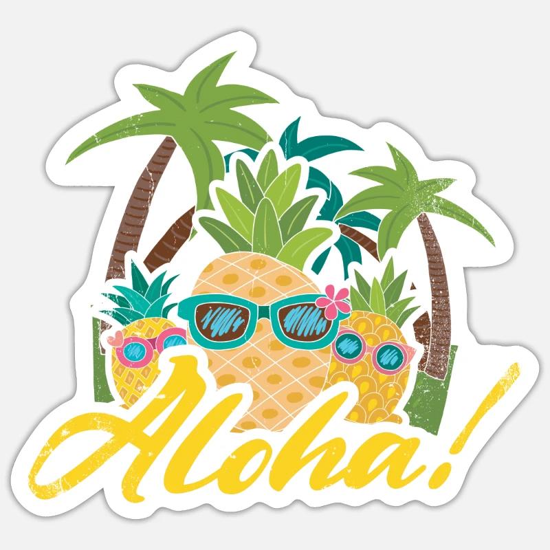 Aloha Pineapple And Pine Tree Design For The Beach Sticker size S (10 x 10 cm)