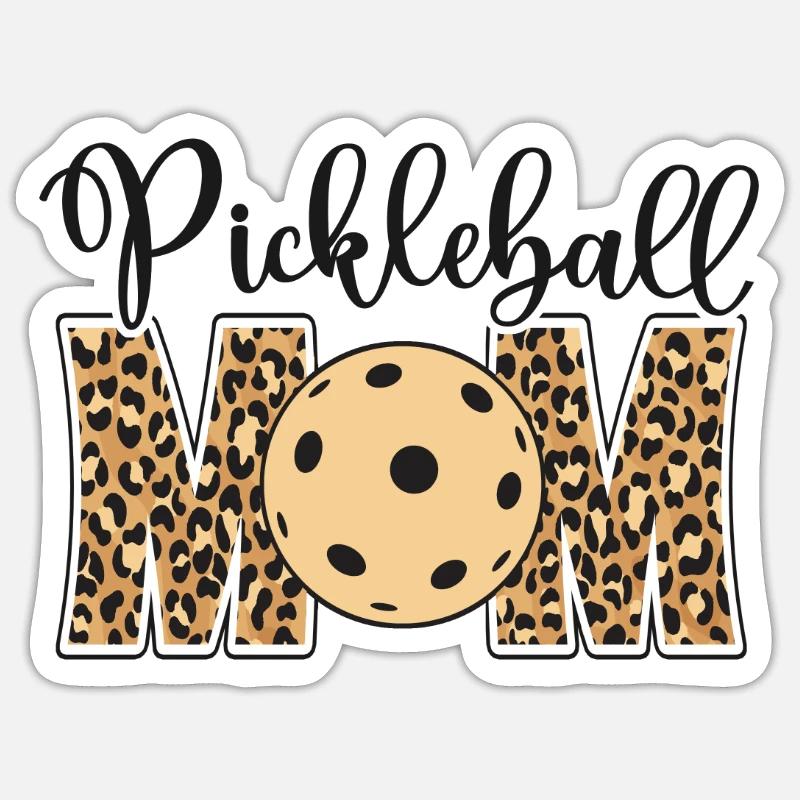 Pickleball Maman Mère Léopard - Sticker taille S (10 x 10 cm) - blanc mat