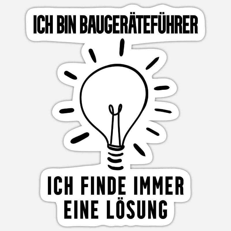 Baugeräteführer - Sticker Größe S (10 x 10 cm) - Mattweiß