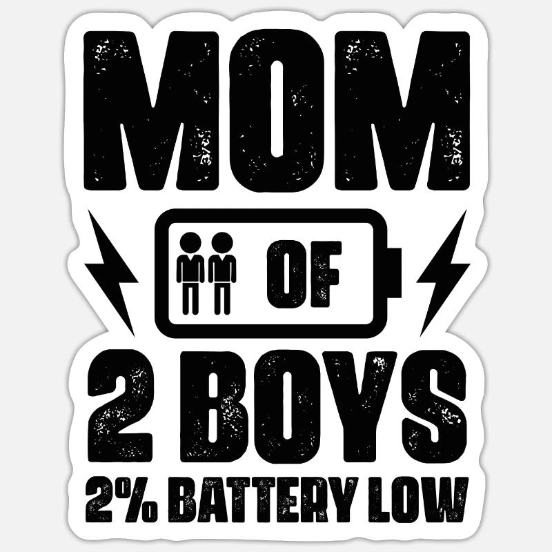 Mama Von Zwei Jungs Mutter Muttertag - Sticker Größe S (10 x 10 cm) - Mattweiß