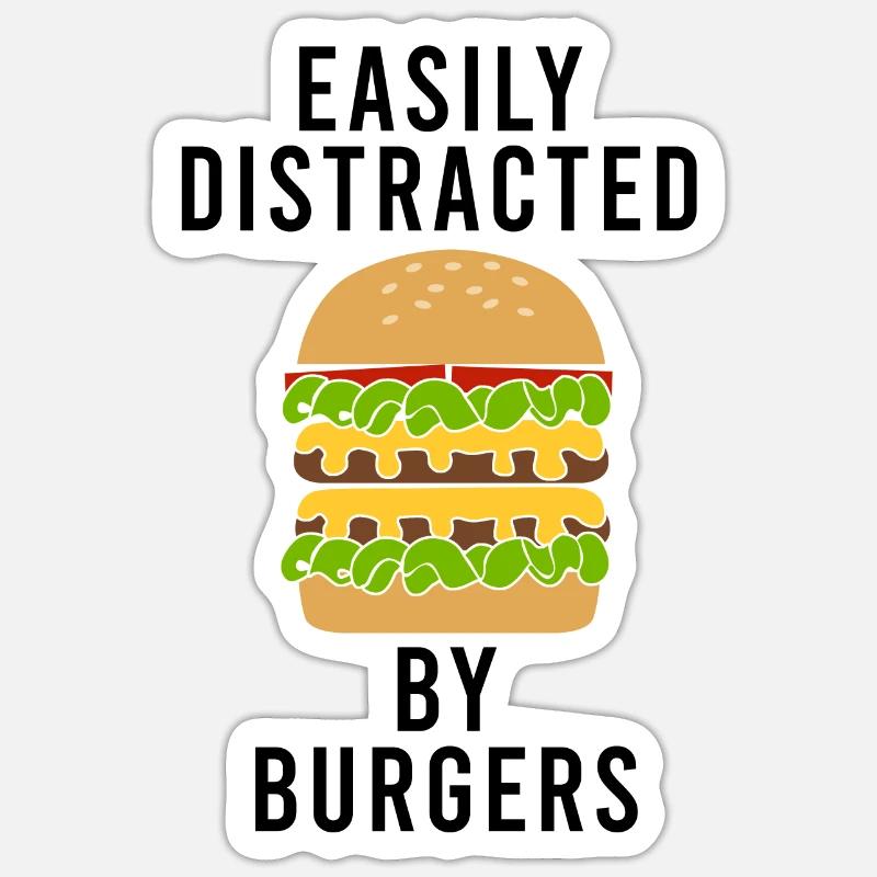 Cheeseburger Eating Funny Burger Design - Sticker taille S (10 x 10 cm) - blanc mat