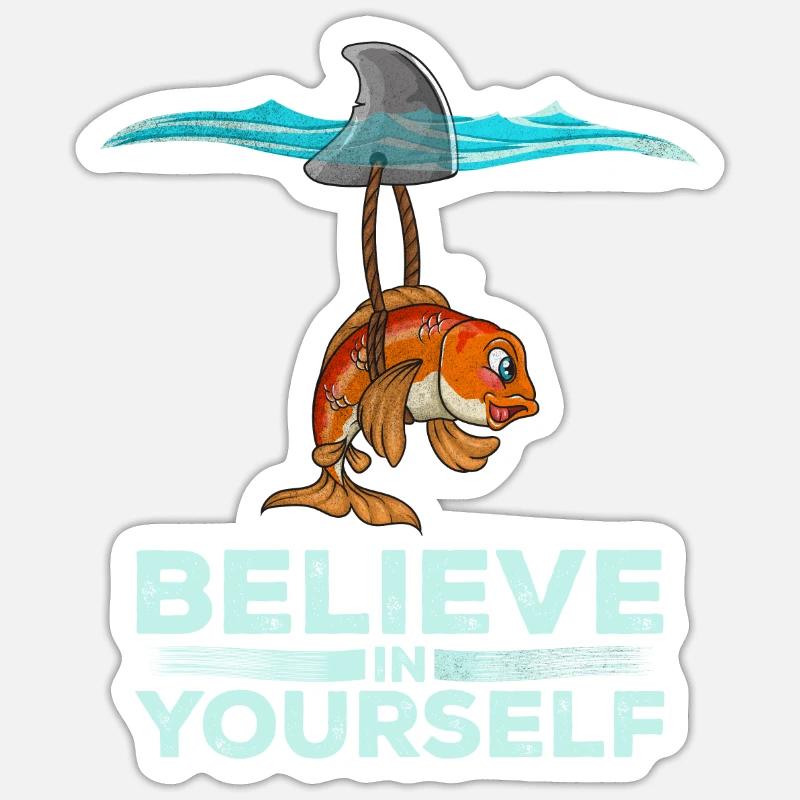 Requin de motivation - Sticker taille S (10 x 10 cm) - blanc mat