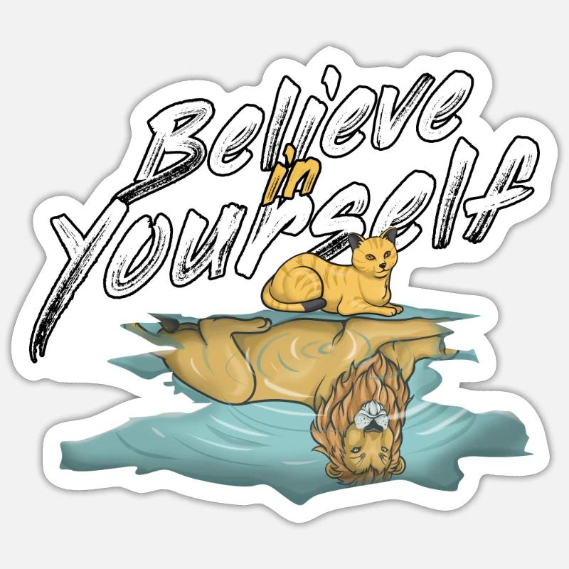 Motivation Lion - Sticker taille S (10 x 10 cm) - blanc mat