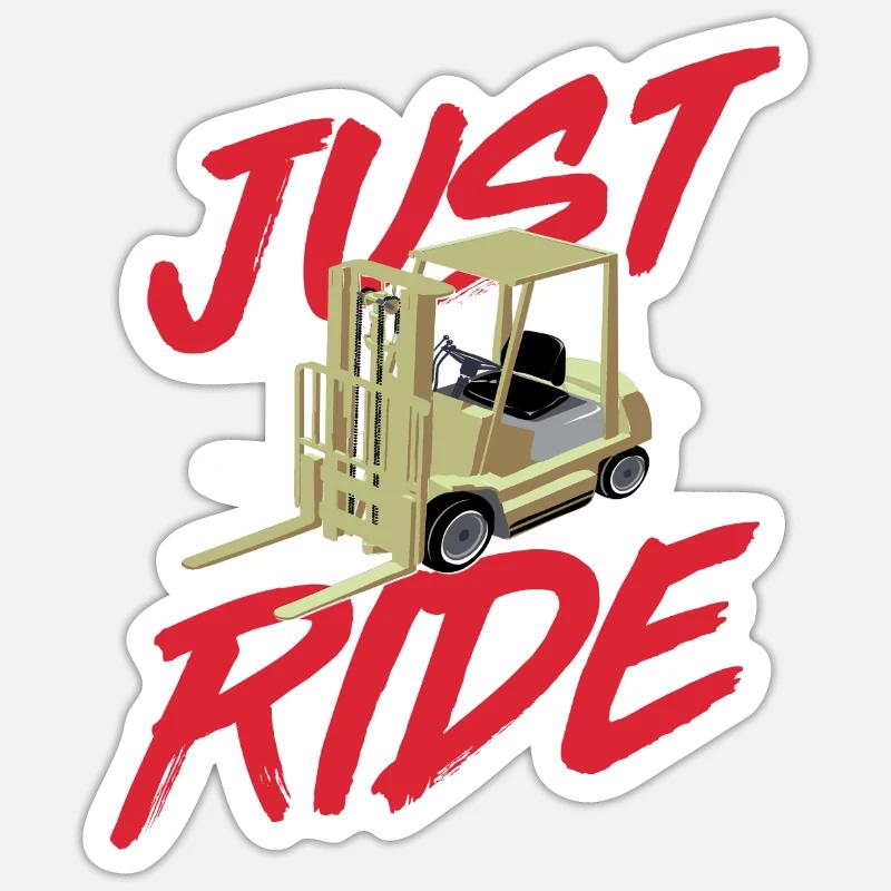 Just Ride Awesome Retro Forklift Operator Present Sticker Größe S (10 x 10 cm)