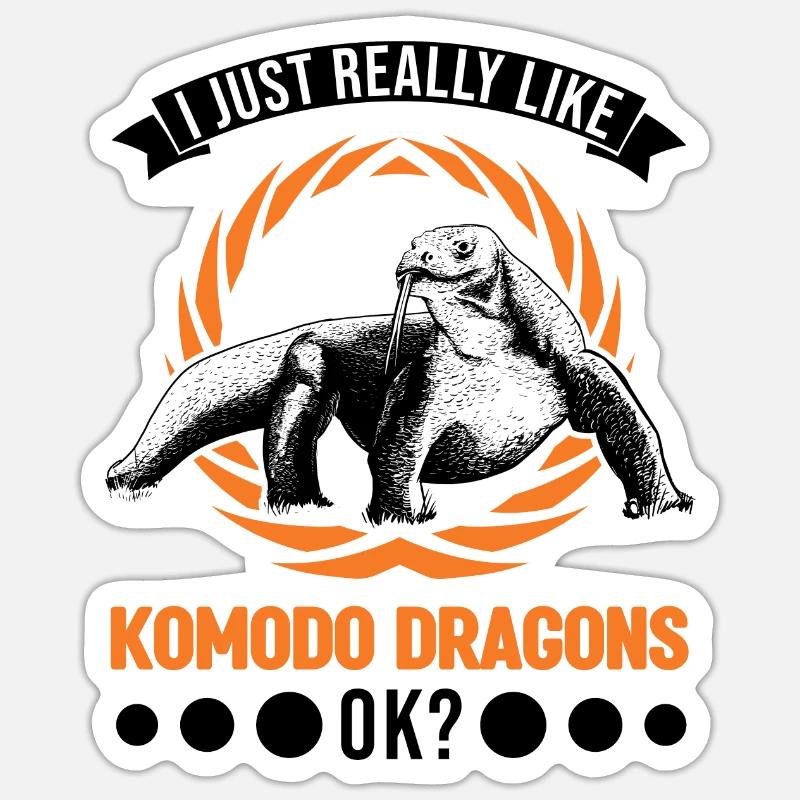 J’aime beaucoup Komodo Dragons - Sticker taille S (10 x 10 cm) - blanc mat