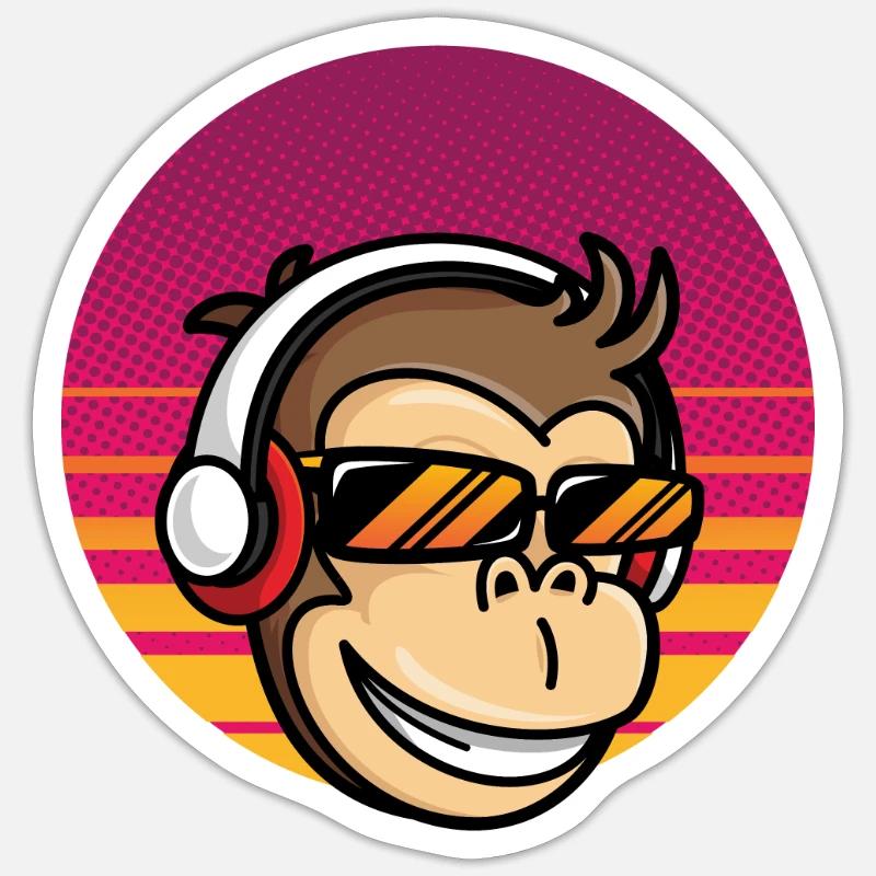 Affe mit Headset Sticker Größe S (10 x 10 cm)
