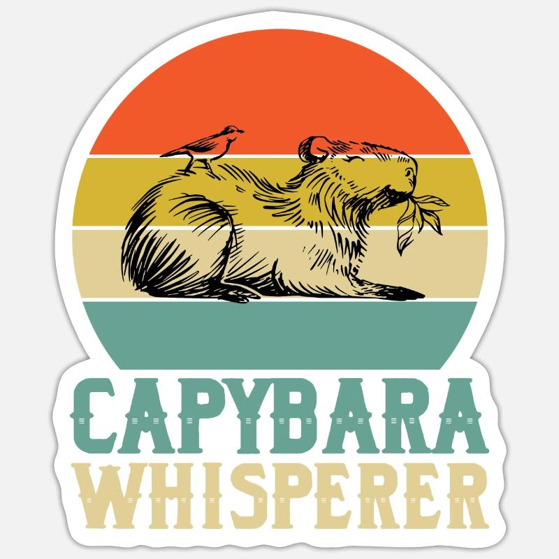 Capybara Flüsterer - Sticker Größe S (10 x 10 cm) - Mattweiß
