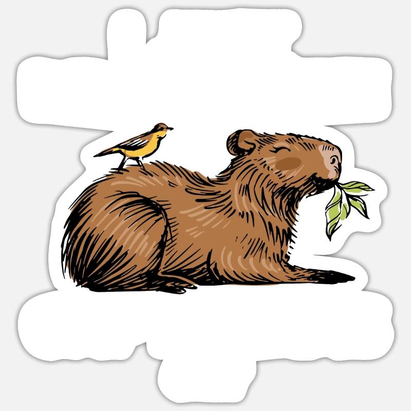 Capybara - Sticker taille S (10 x 10 cm) - blanc mat