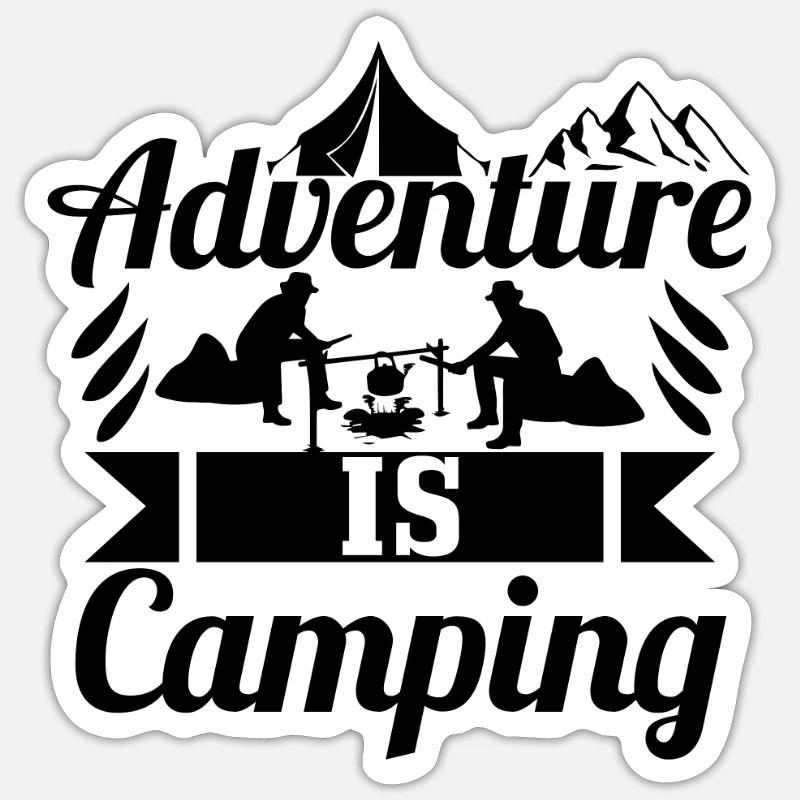 Camping Aventure Camping - Sticker taille S (10 x 10 cm) - blanc mat