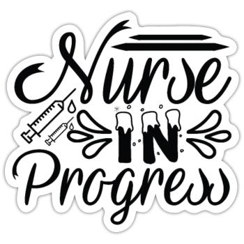 Infirmière en cours - Sticker taille S (10 x 10 cm) - blanc mat - Devant