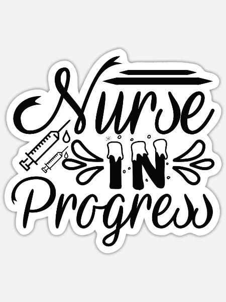Krankenschwester in Progress - Sticker Größe S (10 x 10 cm) - Mattweiß