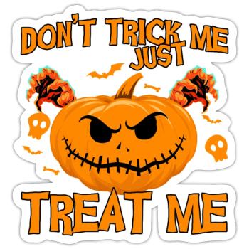 Horror Halloween Treat Me Pumpkin Gruselig - Sticker Größe S (10 x 10 cm) - Mattweiß - Vorne