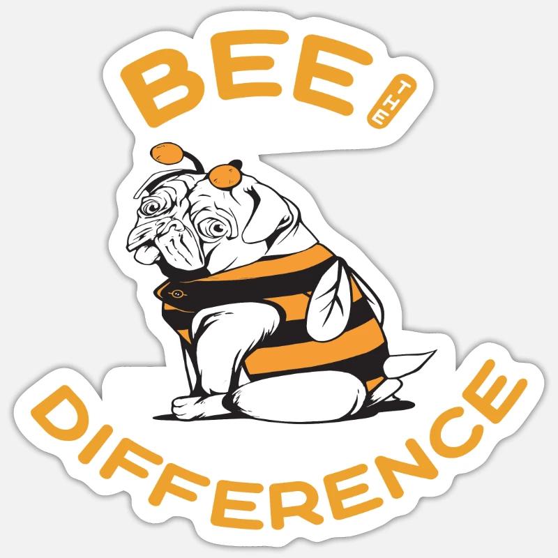 Abeille la différence - Sticker taille S (10 x 10 cm) - blanc mat
