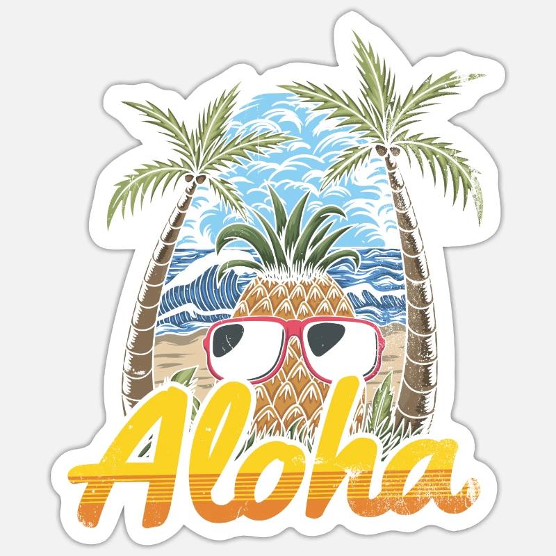 Aloha Pineapple And Pine Tree Design For The Beach Sticker size S (10 x 10 cm)