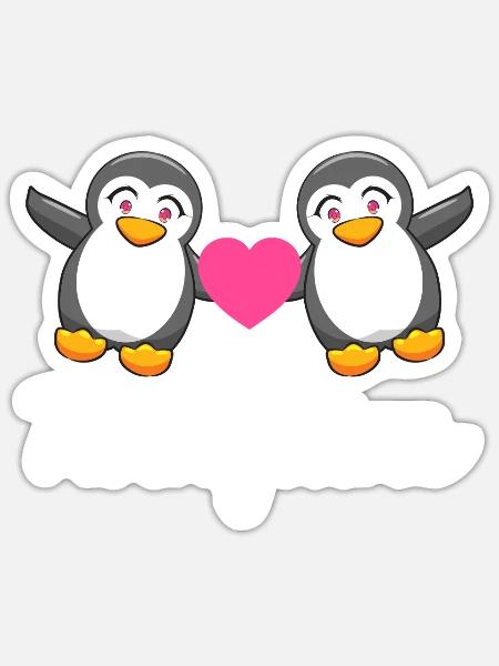 Twinguins Zwilling Pinguin schwanger mit Zwillinge - Sticker Größe S (10 x 10 cm) - Mattweiß