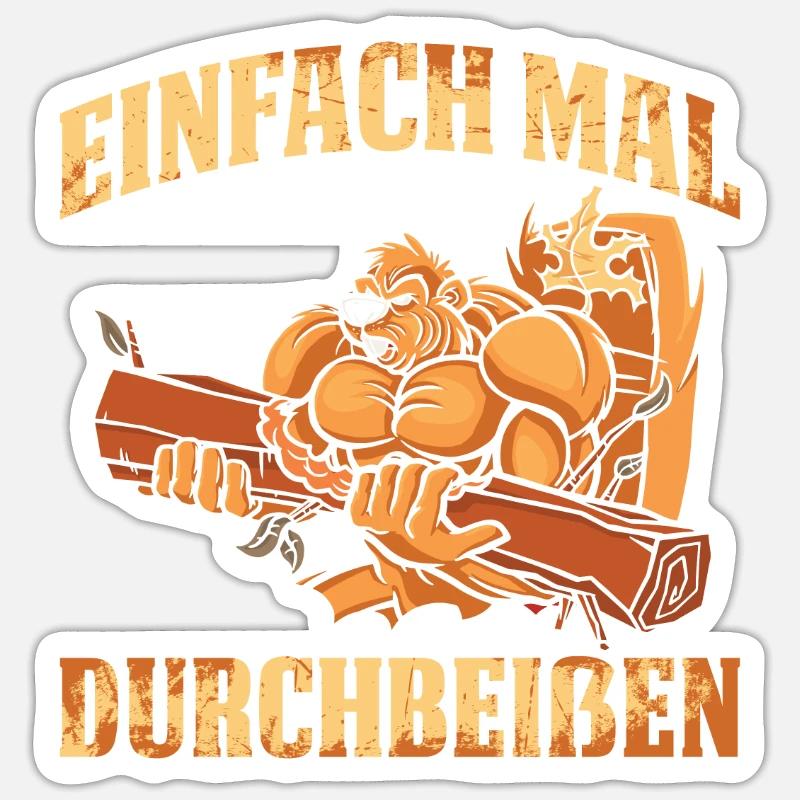 Einfach Mal Durchbeißen Biber Geschenk - Sticker Größe S (10 x 10 cm) - Mattweiß