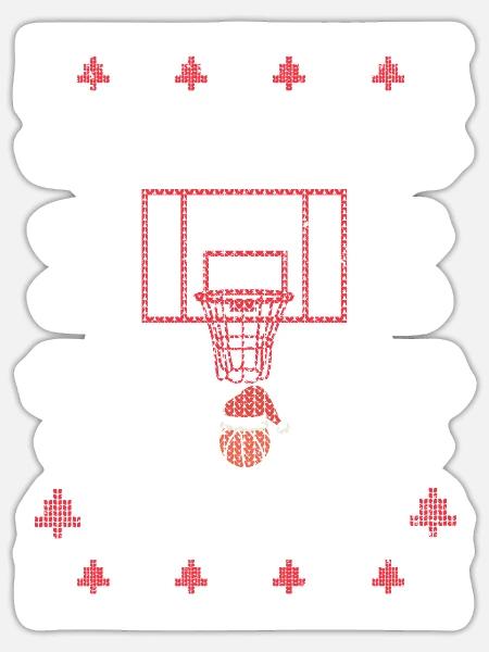 Basketballspieler Fan Hässliche Weihnachten PJ - Sticker Größe S (10 x 10 cm) - Mattweiß