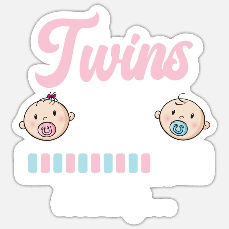 Zwillingsmama Zwillinge loading Junge Mädchen Mama - Sticker Größe S (10 x 10 cm) - Mattweiß
