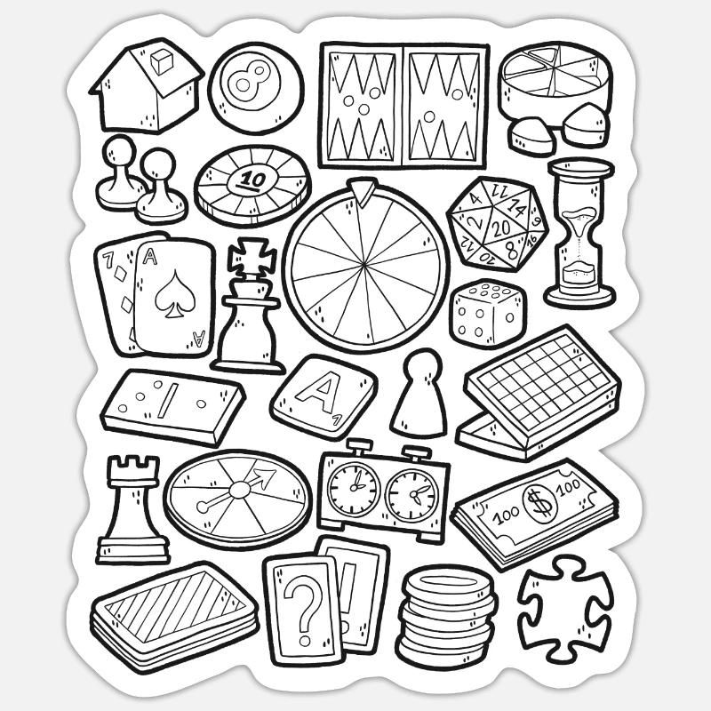 Brettspiele und Gesellschaftsspiele Sticker Größe S (10 x 10 cm)